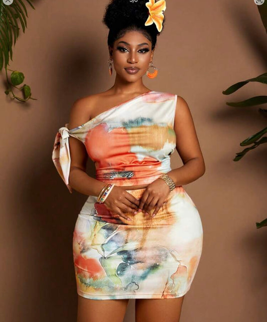Tropical Glow One-Shoulder Set