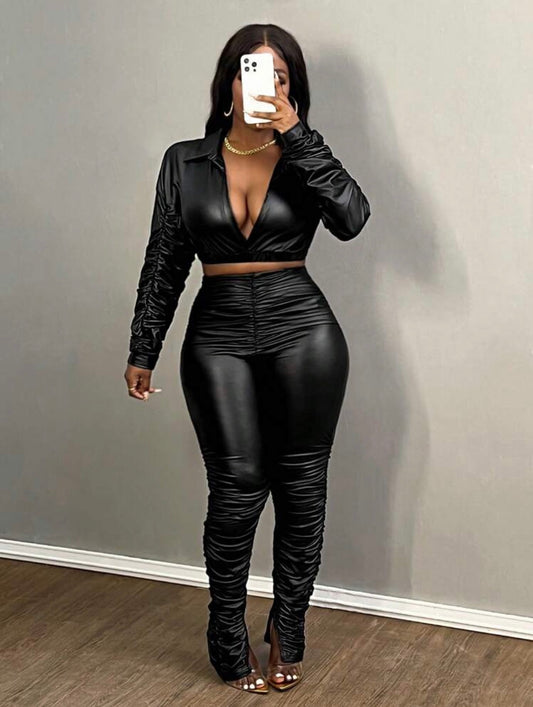 Midnight Ruche Faux Leather Set
