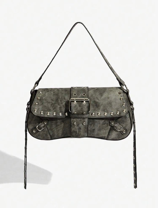 Studded Buckle Shoulder Bag